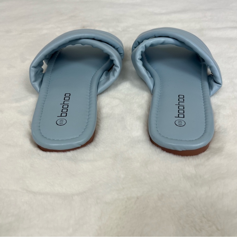 NWT BOOHOO WIDE WIDTH PADDED CRISS STRAP SLIDE SANDALS IN PASTEL BLUE SIZE 6 - Picture 10 of 15